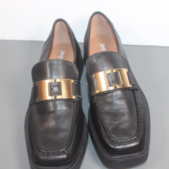 Men's Black Leather Loafers with Gold Accent Size 6 - Picture 7 of 11